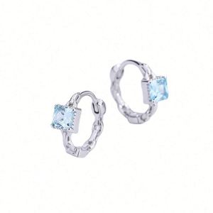 Pendientes de Aro Cuadrados, Estrella y Corazón de Plata de Ley 925 con Rodio y Aguamarina, Sencillos, para Mujer, Regalo de Boda, Estilo Minimalista - Product Image 6