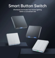 Interruptor de Luz WiFi Tuya EU, Sin Necesidad de Cable Neutro, Interruptor de Pared con Botón Pulsador de 1/2/3/4 Vías, Compatible con Tuya, Alexa y Google Home