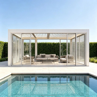 Pergola de jardin extérieure motorisée en aluminium de luxe, étanche, avec commande intelligente par application, design à lames orientables, tailles personnalisables pour balcon