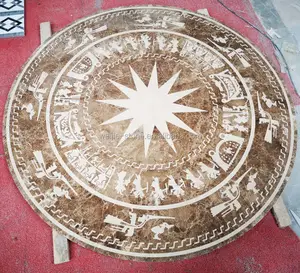 고대 라운드 워터 제트 갈색 자연 대리석 모자이크 바닥 메달 바닥 카펫 윈푸 시 제조