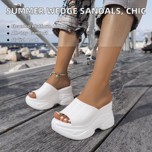 Sandalias de Plataforma para Mujer, Verano 2025, Estilo Casual, Exterior, con Parte Superior de PU, Punta Redonda, Suela de Goma, Modernas, Simples y Cómodas - Product Image 2