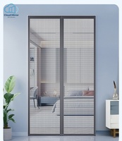 Porte pliante française à double panneau en aluminium, double vitrage en verre trempé, panneau inférieur solide, cloison intérieure moderne