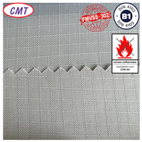 Tissu Oxford en polyester ignifuge gris 210D avec grille de 0,3 cm, conforme aux normes JIS L1091 A1/2, KS K 0585, CAN/CGSB4.2-27.5 pour sacs, sacs à dos ignifuges