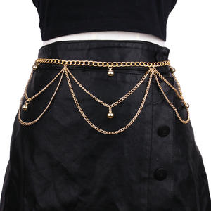 Chaîne de corps tendance avec pendentif sphère dorée, chaîne de taille, accessoire de fête, en alliage de zinc, design multicouche - Product Image 1