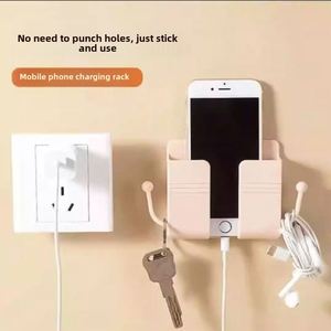 Soporte de pared sin perforaciones para teléfono móvil, control remoto y carga, estante fijo de plástico para cabecera, ideal para herramientas. - Product Image 3