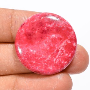 Piedra preciosa de cabujón de forma redonda de thulita Rosa Natural 100% Ct 27X27X5mm anillo colgante de 42,5mm Fabricación de piedras preciosas - Product Image 1