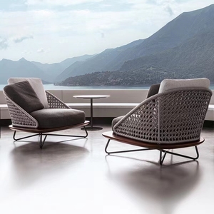 Juego de sofás de jardín de madera de teca de último diseño italiano, muebles de exterior modernos para Parque y hotel - Product Image 2
