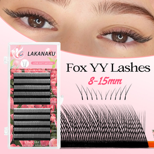 LAKANAKU volpe occhi a forma di YY ciglia estensione 0.07mm YY ciglia ciglia e brasiliano Volume morbido visone YY ciglia Y Cilios - Product Image 1