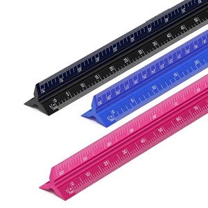 Règle triangulaire en alliage d'aluminium gravée au laser pour le dessin, la conception architecturale, la décoration, proportion en pouces/centimètres, 90g - Product Image 1