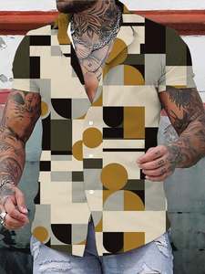 Chemise de travail décontracté<span class=keywords><strong>e</strong></span> à manches courtes pour homme, imprimé floral, anti-rides, respirante, avec tissu tissé de haute qualité - Product Image 6