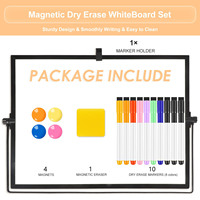 Nouveau design petit tableau blanc portable de bureau double face noir mini tableau blanc magnétique effaçable à sec pliable avec support
