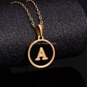 Initials Necklace A B C D E F G H I J K L M N O P Q R S T U V W X Y Z Black Enamel Alphabet Letter Charm Necklace Pendant