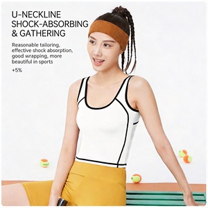 Soutien-gorge de sport pour femme en nylon et élasthanne, à séchage rapide, col en U, color block, antichoc, push-<span class=keywords><strong>up</strong></span>, avec coussinets fixes, pour la gym, le yoga et la course à pied - Product Image 3