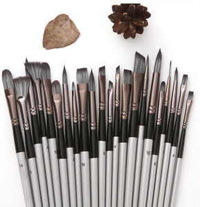 BOMEIJIA Set di 24 Pennelli in Legno Grigio Argento - Manici Lunghi, Qualità Artistica per Acrilico e Acquerello - Product Image 3