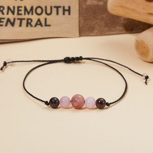Bracelet <span class=keywords><strong>de</strong></span> méditation simple SC pour femmes, bracelet en pierre naturelle 7 chakras, quartz rose, améthyste, bracelet en cristal perlé avec cartes - Product Image 5