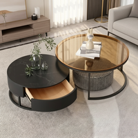 Luxuriöser Nordischer Marmor & Glas Couchtisch Runder Beistelltisch für Wohnzimmer Heimdekoration