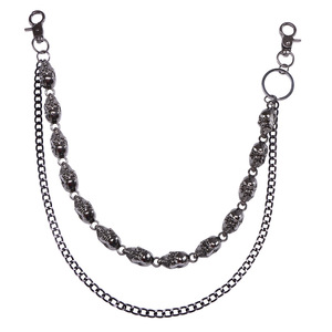 yueli Double Layer <b>Skull</b> Pants Chain Black Zinc Alloy Hip Hop Denim Accessory Waist Chain Daily Wear - Product Image 5