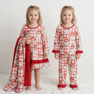 <b>Toddler</b> Girls <b>Christmas</b> Santa Kids Ruffle Hem Long Sleeve Holiday <b>Dress</b> Outfit - Product Image 1