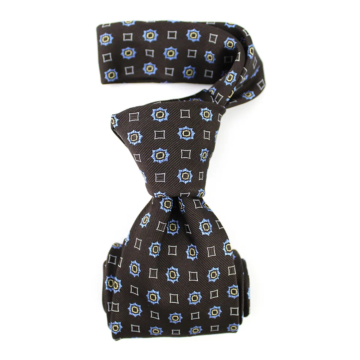 Man Male Jacquard Woven Necktie Geometric Floral Handmade Custom Brown Newly Fashion Design Mens 100% Silk Business Tie