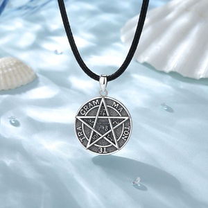 Collana con Pendente a Stella a Cinque Punte in Argento Sterling 925, Design Vintage Pentagramma di Salomone per Uomo - Product Image 3