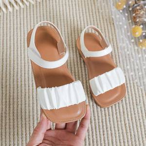 Sandales pour enfants à bout carré, respirantes, plates, antidérapantes, chaussures de plage pour petites filles - Product Image 1