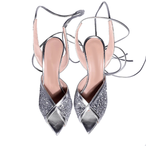 Chaussures de créateur 2026 <span class=keywords><strong>LUDOVICA</strong></span> GLITTER ROSE GOLD à bout pointu, à lacets, talon de 12 cm, sandales pour femmes pour dîner et soirée - Product Image 4