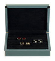 Caja de Madera Rectangular con Tapa para Gemelos de Hombre, Diseño Liso con Acabado Brillante de Lujo Personalizado por Sonny, Color Gris, con Capacidad para 20 Pares