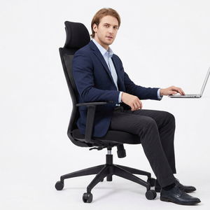 Fauteuil Ergonomique Moderne en Tissu avec Fonction Lifting, Dossier Haut, Appuie-tête Réglable, Pivotant et Inclinable, pour Bureau à Domicile, Design Contemporain - Product Image 1