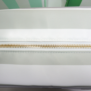 Bolsa de Maquillaje Plegable, Reutilizable, Ecológica, Ligera y Portátil para Mujer, con Diseño de Rayas Verdes y Cierre de Cremallera - Product Image 4