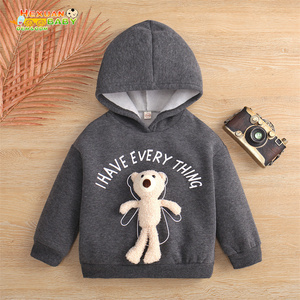 2024 autunno inverno neonato bambino bambino bambino bambine camicia con cappuccio per bambini bambini in tinta unita cotone felpa calda in pile vendita calda - Product Image 2