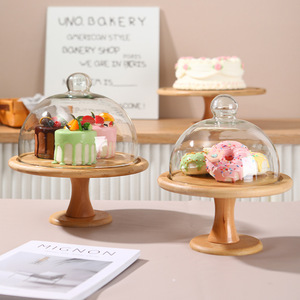Présentoir de <span class=keywords><strong>table</strong></span> à dessert haut <span class=keywords><strong>pied</strong></span> avec couvercle en <span class=keywords><strong>verre</strong></span> anti-poussière <span class=keywords><strong>Plateau</strong></span> à collation occidental pour servir des gâteaux, des plats et des assiettes - Product Image 3
