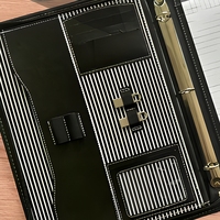Porte-documents multifonctionnel en cuir PU A4 avec logo personnalisé, fermeture éclair, porte-cartes de visite et anneaux pour cadeaux d'entreprise