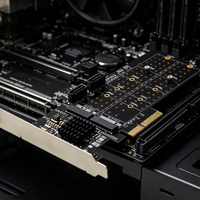 Kartu Adaptor Dual ke PCIe X4 2 Port Konverter Ekspansi SSD dengan Model Heatsink Aluminium untuk Peningkatan Penyimpanan PC Desktop