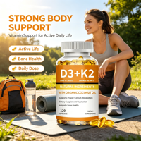 Capsules de vitamine D3 K2 personnalisées OEM avec huile de noix de coco, complément alimentaire pour soutenir la santé immunitaire