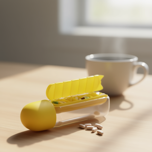 Boîte à pilules jaune Myrva, en plastique, portable, organiseur de médicaments quotidien pour les voyages et la maison - Product Image 2