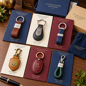 Porte-clés en cuir personnalisés pour entreprises, porte-clés en métal avec logo personnalisé, cadeau d'entreprise, fabrication OEM ODM - Product Image 2