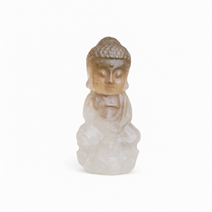 Escultura de Buda Bebé en Cuarzo Ahumado, un Poderoso Símbolo de Conexión a la Tierra, Equilibrio Emocional y Espiritual - Product Image 2