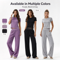 Ensemble de vêtements de sport décontractés 2 pièces pour femme, respirant et à séchage rapide, idéal pour le yoga et la gym, avec devant uni