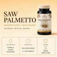 Capsules de Palmier Nain, Complément Alimentaire à Base de Plantes, 0,5 g, 100 Comprimés, Une Fois par Jour, Pour Adultes, Végétalien, Sans OGM, Soutient la Santé de la Prostate