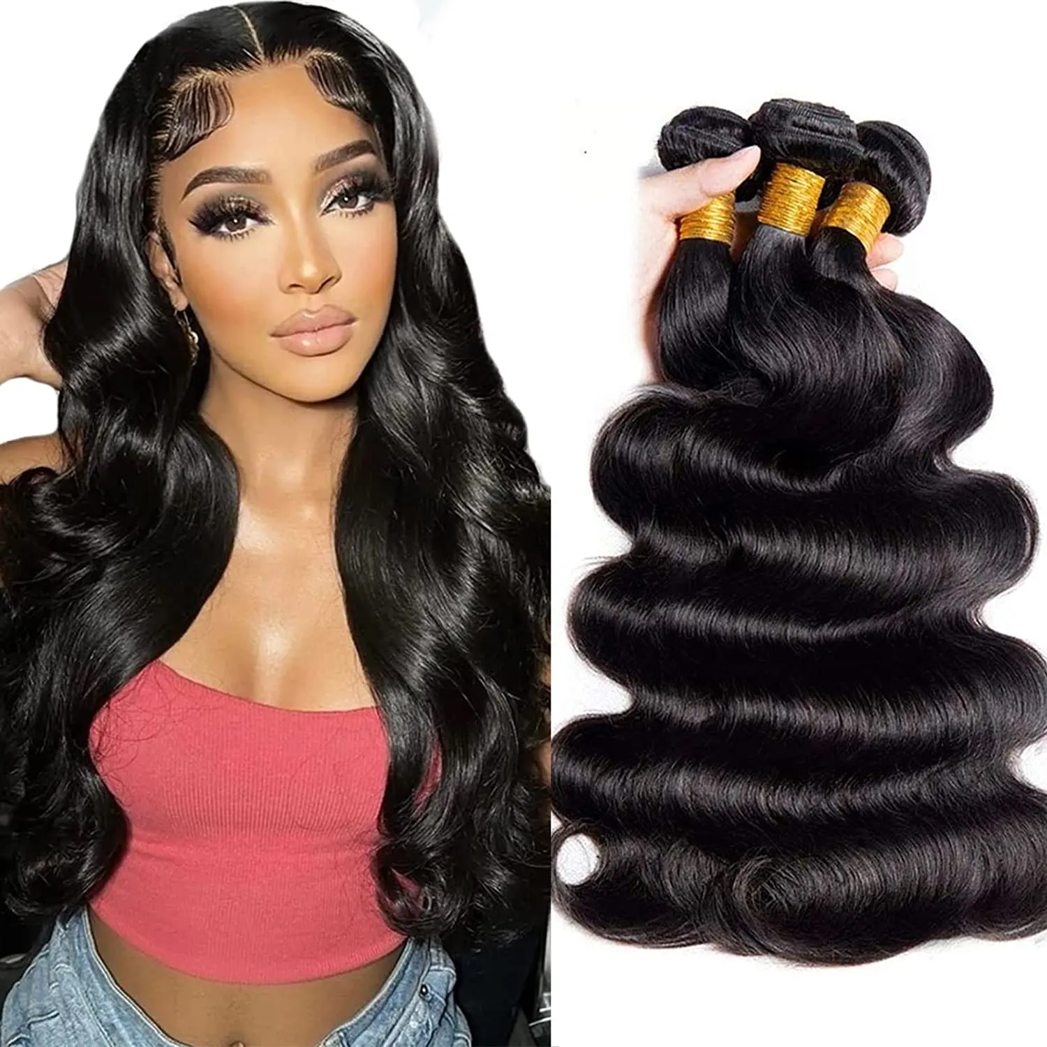 100% echtes natürliches rohes indisches lockiges Haar, 12a Grade Body Wave Virgin Human Hair Bundles