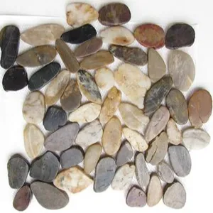 mixed color natural sliced pebble mosaic tile for wall or flooring pebble flooring tile
