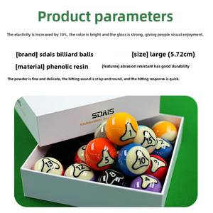 Billes de billard de style chinois-américain Guangzhou Sdais, en cristal noir, grand format, 16 couleurs, 5,72 cm, ensemble complet - Product Image 4