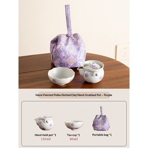 Caramel Hand-painted Wave Dot <b>One</b> Pot <b>One</b> <b>Cup</b> Tea <b>Cup</b> Teapot Single Special Household Travel Convenient Suit - Product Image 6