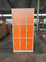 Armoire de rangement métallique à 9 portes en acier laminé à froid avec serrure à clé, démontable, à poser au sol, pour salle de sport, école, bureau