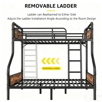 Lit superposé pliable et réglable First Rank Bed-30, taille complète, en acier robuste, revêtement en poudre écologique, design moderne, détachable