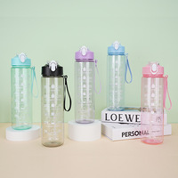 Bouteille d'eau d'été grande capacité 750 ml, tasse à paille dégradée pour sports de plein air, portable, en PC, anti-fuite et résistante aux chutes