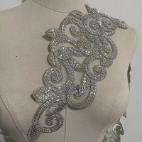 Or Floral strass paillettes perle de rocaille dentelle appliques feuilles motif perlé dentelle garniture pour robe de mariée de mariage