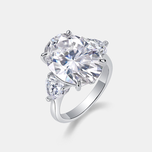 타원형 12ct 모이사나이트 반짝이는 반지 GRA 인증서 925 실버 화이트 선명도 전체 VVS 모이사나이트 반지 - Product Image 4