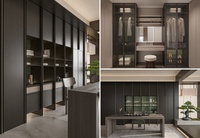 Ensemble d'armoires de cuisine intelligentes MACIO avec finition mate anthracite et design en marbre blanc pour salle d'exposition de meubles modernes, concessionnaires recherchés