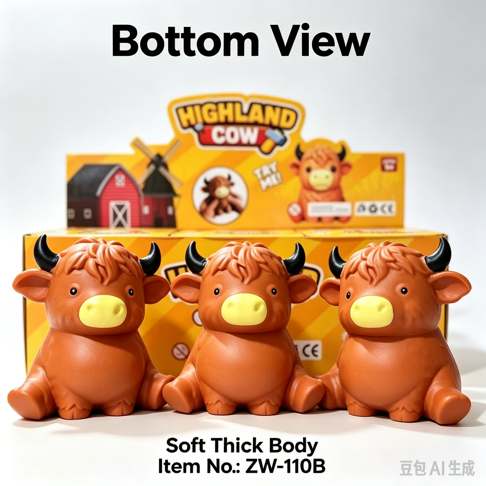 Highland Cow Squishy Fidget Toy, Cute Highland Cow Shape TPR Soft ...